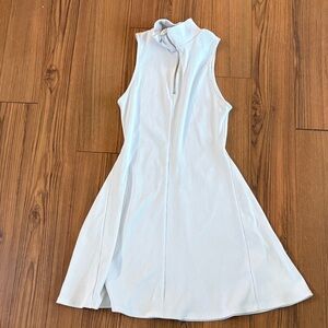 Zara white Sleeveless Zip-Neck Flared Mini Dress